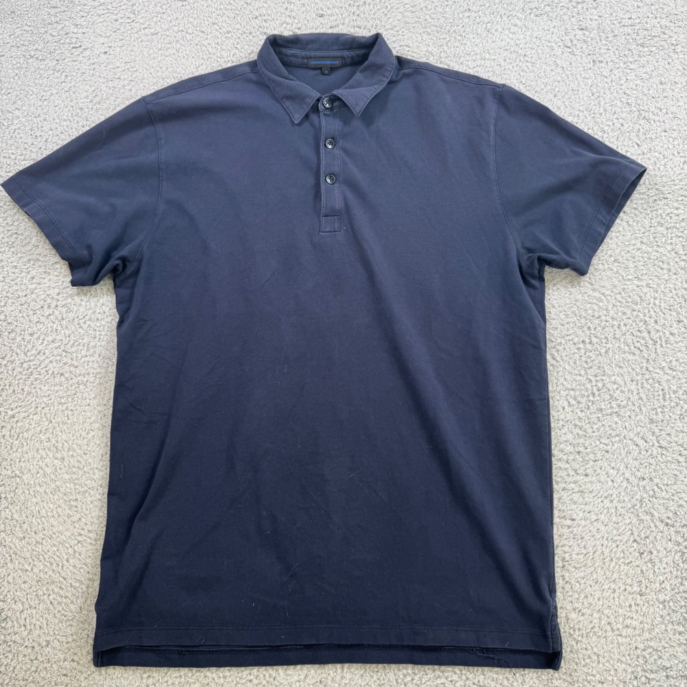 Patrick Assaraf Mens Navy Blue Pima Cotton Spandex Stretch Polo Shirt Size M